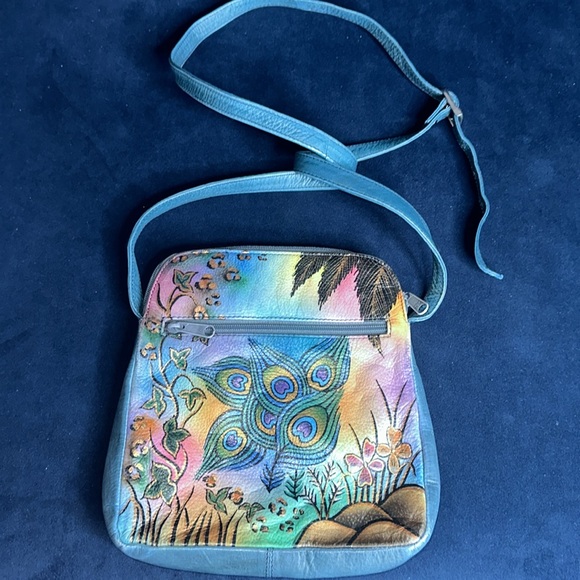 Authentic Colorful Hand painted Genuine Leather Crossbody by Biacci - Picture 2 of 3